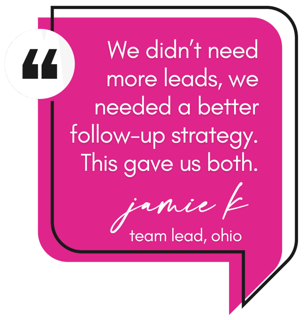 We didn’t need more leads, we needed a better follow-up strategy. This gave us both.